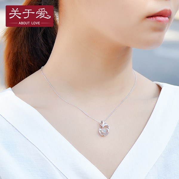 S925银项链女款跳动的心天鹅吊坠锁骨链日韩气质潮流送女友礼物