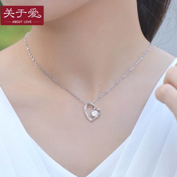 S925银项链女款心形吊坠短款锁骨链日韩配饰品情侣项链礼物送女友