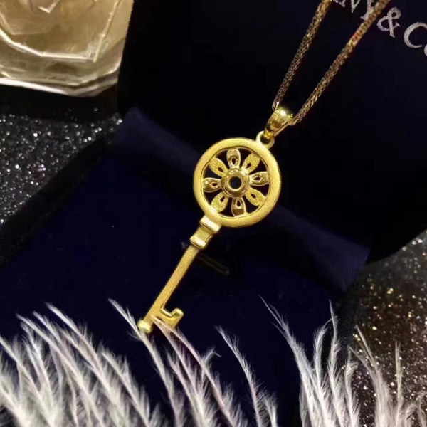 3D硬金 T家太阳花钥匙金饰吊坠 足金999  生日礼物 一件代发