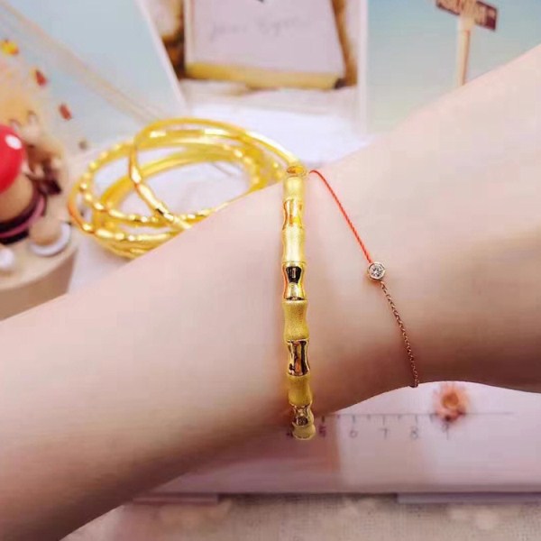3D硬金 竹节黄金手镯 足金999竹子手环 婚庆生日礼物 一件代发
