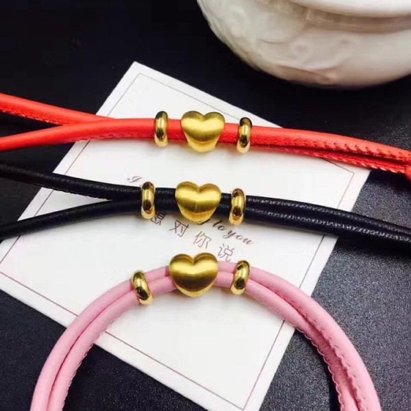 3D硬金 生生同款黄金爱心 心形足金999手串  生日礼物 一件代发