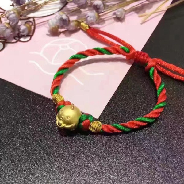 3D硬金 元宝黄金招财鸡手链 鸡年足金999吉祥小鸡手环 一件代发