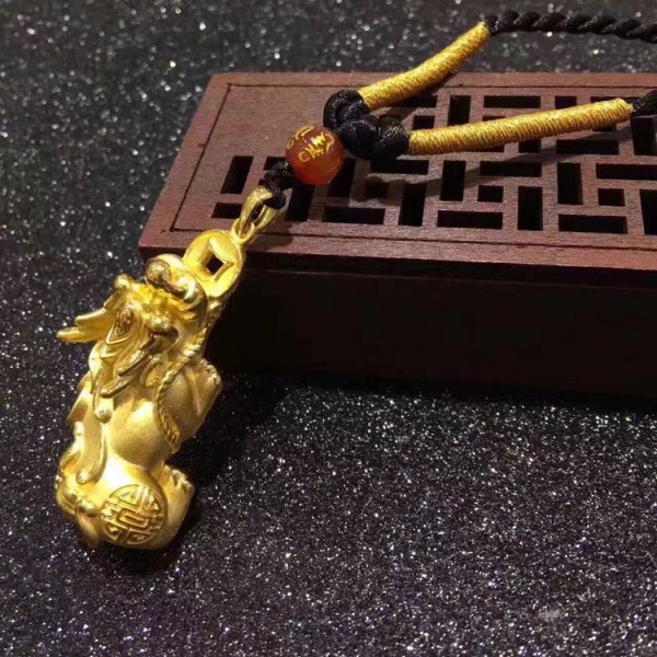 3D硬金 男士貔貅黄金吊坠 招财转运足金999项坠 生日送礼一件代发