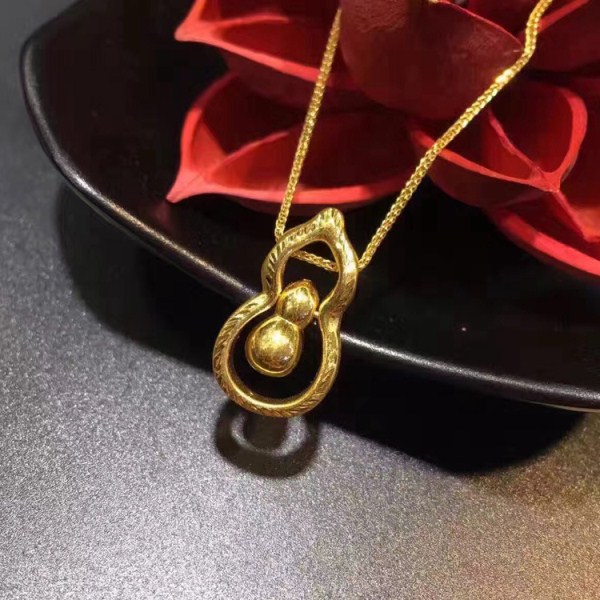 3D硬金 福中福葫芦黄金吊坠 足金999福禄齐享转运项坠  一件代发