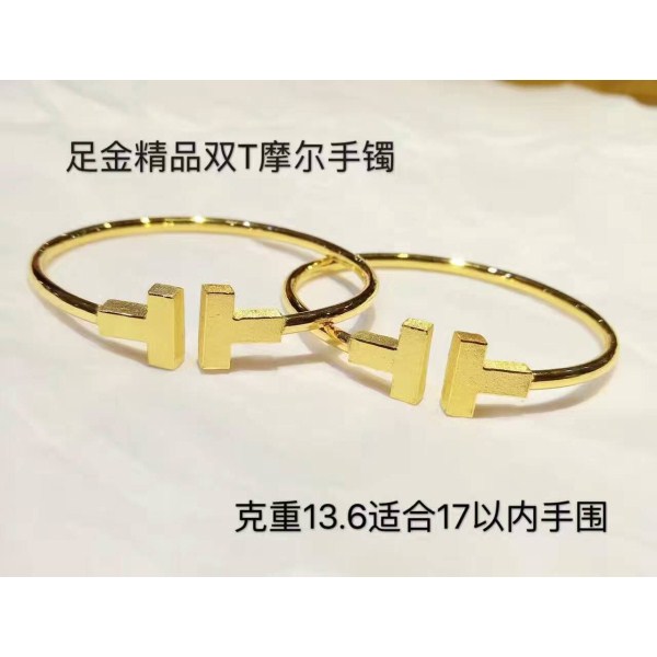 3D硬金 足金 精品 摩尔手镯 双T手镯 大 生日礼物 一件代发