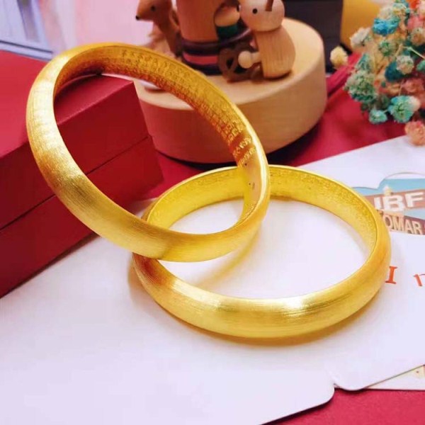 3D硬金 黄金拉丝心经硬金手镯 足金999手环 一件代发