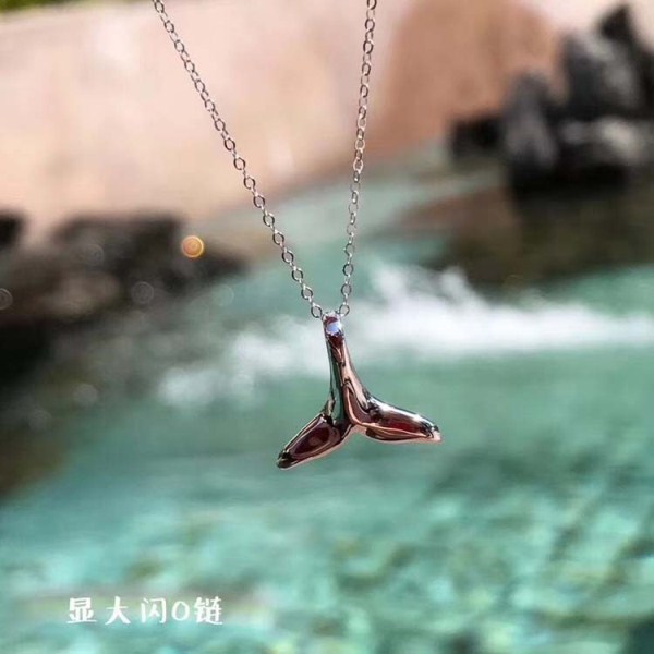 18K海豚尾巴锁骨项链海豚吊坠O字链搭配项链海豚套链 一件代发